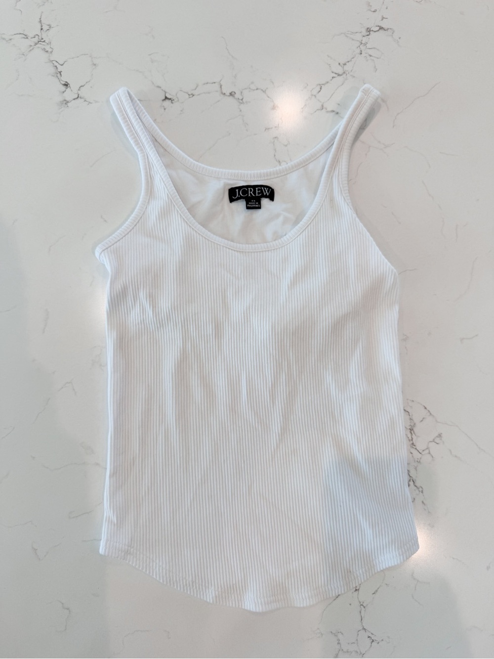 J. Crew White Ribbed Scoop Tank